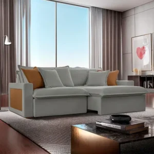 Sofá 3 Lugares Retrátil e Reclinável Dubai Linho Cinza 190 cm - Modern
